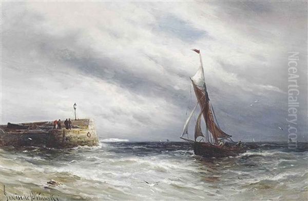 A Fishing Smack Coming Into Harbour, A Squall Approaching - view 1