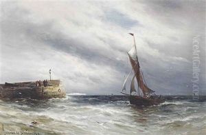 A Fishing Smack Coming Into Harbour, A Squall Approaching by Gustave de Breanski