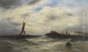 A Fishing Trawler Entering Harbour by Gustave de Breanski