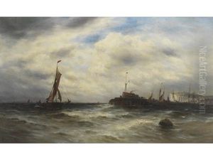 A Fishing Trawler Entering Harbour by Gustave de Breanski
