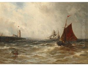 Sailing Boats Entering A Harbour, In A Choppy Sea