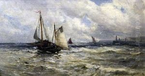 Fishing Boats Off The Coast by Gustave de Breanski