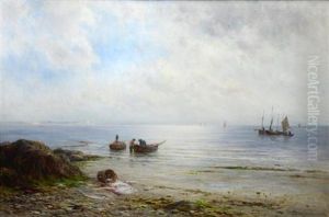 Beaches Fishing Boats, Low Tide, Dover by Gustave de Breanski
