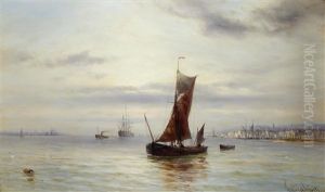Fishing Boats In A Harbour by Gustave de Breanski