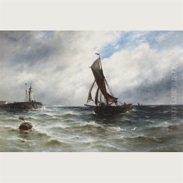 Fishing Boats Nearing A Lighthouse - view 1