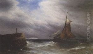 Fishing Boat Off The Coast by Gustave de Breanski
