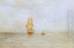 Marine Med Sejlskibe Og Hjuldamper by Gustave de Breanski