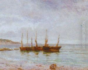 Fiskerbade Ved Kyst by Gustave de Breanski