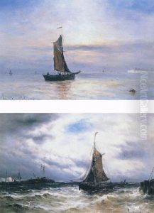 Fishing Vessel Entering Harbour by Gustave de Breanski