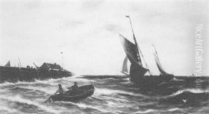 Fishing Boats Offshore; Adn Hauling In The Lobster Pots     A Pair Of Two (2)