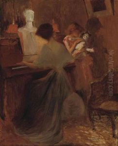Loved Ones Around The Piano by Albert Breaute
