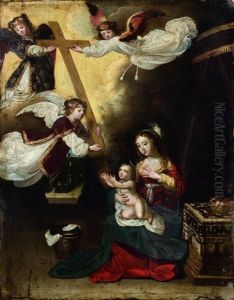 Les Anges Presentent A L'enfant Jesus Les Instruments De La Passion by Pierre Brebiette