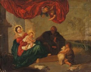 La Sainte Famille Avec Saint Jean-baptiste Enfant by Pierre Brebiette
