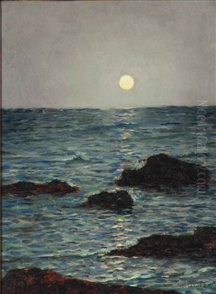 The Moon Rising Over The Water - view 1