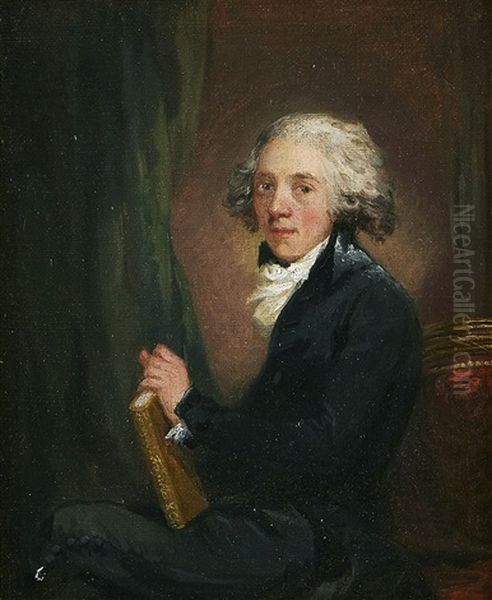 Portrait Of The Scottish Physician Sir William Fordyce (1724-1792), Seated, Halflength, Holding A Book In His Hand Inscribed 'fordyce Frag. Med. X.', On The Spine - view 1