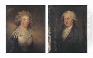 Portrait Of Mary Scandrett Harford, Nee Gray (1750-1830...; Portrait Of William Battersby (1732-1812), Half-length, In A Brown Coat...(pair)