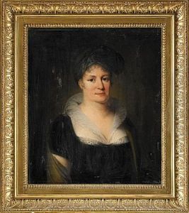Portratt Av Friherrinnan Sofia Lovisa Ramsay, Esbo Gard Finland Ikladd Svart Klanning, Gul Sjal Och Turban - Midjebild