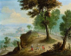 Wooded Landscape With Figures And A River by Jan Frans van Bredael the Elder