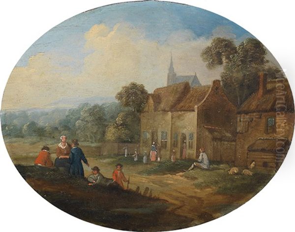 Landschaft Mit Einem Dorf Und Bauerlicher Staffage - view 1