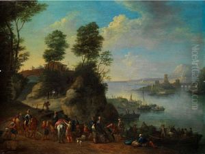 Flusslandschaft Mit Reitern Und Booten by Jan Frans van Bredael the Elder