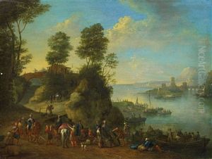 Flusslandschaft Mit Reitern Un Booten
