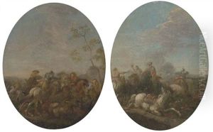 A Cavalry Skirmish (+ A Cavalry Skirmish; Pair) by Jan Frans van Bredael the Elder