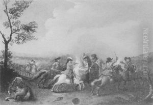 A Cavalry Skirmish On A Plain by Jan Frans van Bredael the Elder