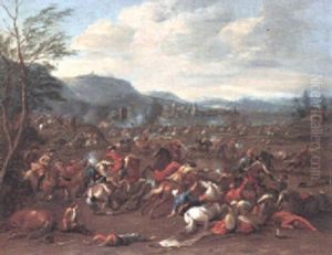 Cavalry Skirmish On An Extensive Battle Field With Turks