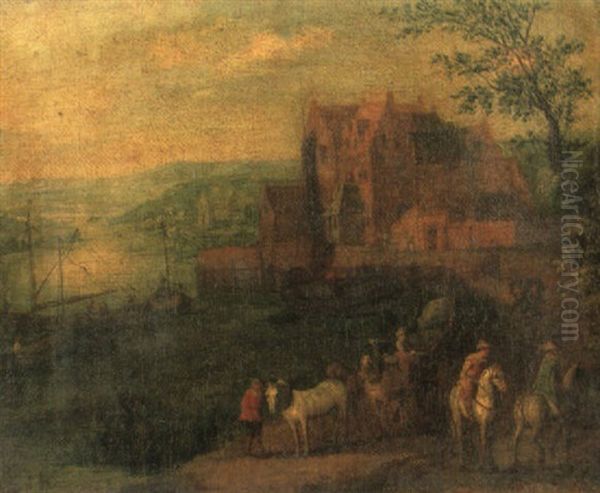 Travellers With A Cart Leaving A Country House With Vessels - view 1