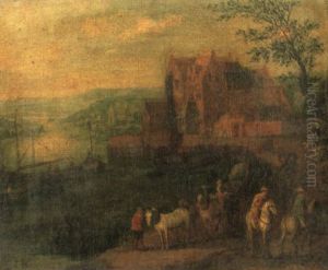 Travellers With A Cart Leaving A Country House With Vessels Travellers With A Cart Leaving A Country House With Vessels