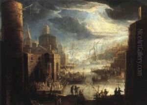 Capriccio View Of A Mediterranean Port by Jan Frans van Bredael the Elder