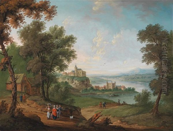 Weite Flusslandschaft Mit Bauerlicher Staffage - view 1