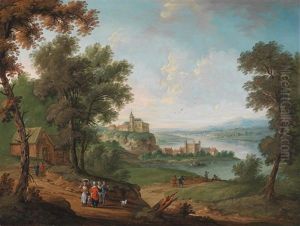 Weite Flusslandschaft Mit Bauerlicher Staffage