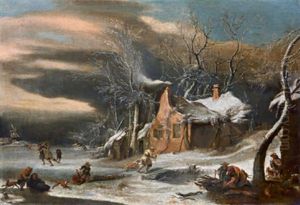 Hollandische Winterlandschaft Mit Eislaufern by Jan Peter van Bredael the Elder