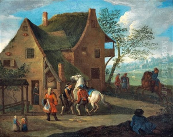 Ein Schimmel Wird Vor Der Schmiede Beschlagen - view 1