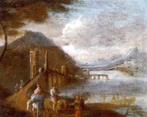 A River Landscape With Travellers And Fishermen (+ A River Landscape With A Wagonner And A Cowherd; Pair)