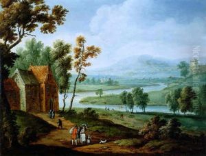 Flamische Flusslandschaft Mit Figuren