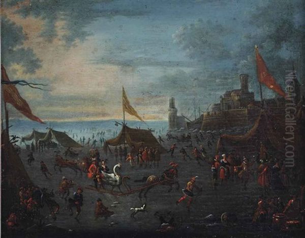 Festivities On The Ice, A City In The Background - view 1