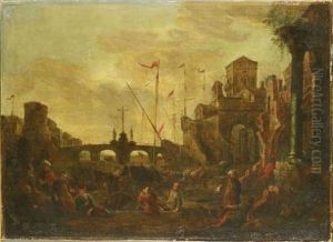Pecheurs Et Marchands Orientaux Sur Les Quais