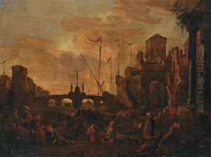Pecheurs Et Marchands Orientaux Sur Les Quais
