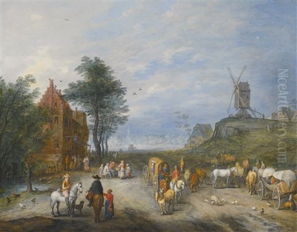 Entrance To A Village, A Windmill In The Distance - view 1