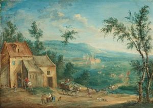 Vidstrackt Landskap Med Byggnader Och Figurer by Joseph van Bredael