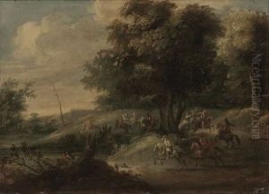 Paysage De Foret Aux Paysans by Joseph van Bredael