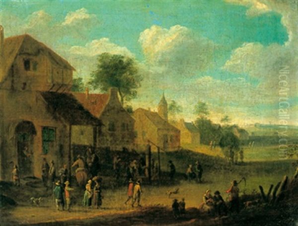 Eine Dorfstrase Mit Vielen Figuren - view 1