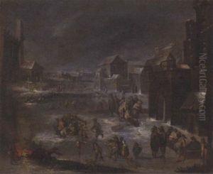 A Village With Peasants Playing Skittles And Drinking