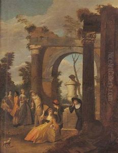 Reunion Dans Un Parc Au Millieu De Ruines Antiques by Joseph van Bredael