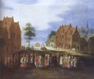 Feiernde Bauern Auf Einem Weiten Platz by Joseph van Bredael