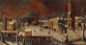 A View Of A German Town In Winter