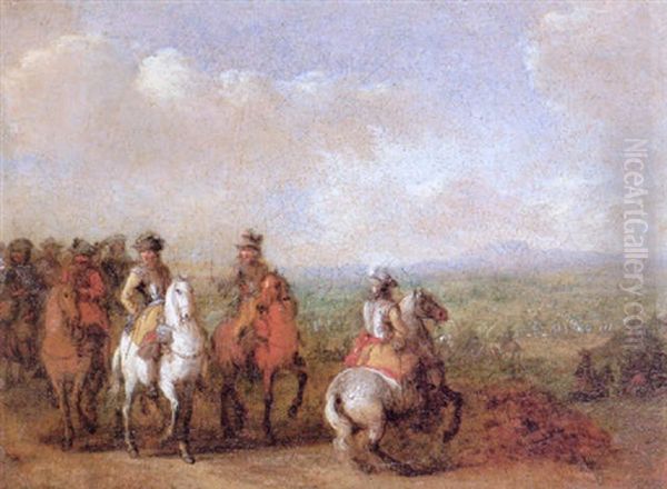 Cavalry Officers Reviewing The Field Of Battle - view 1