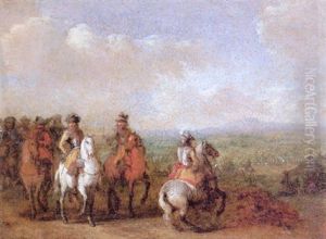 Cavalry Officers Reviewing The Field Of Battle by Joseph van Bredael